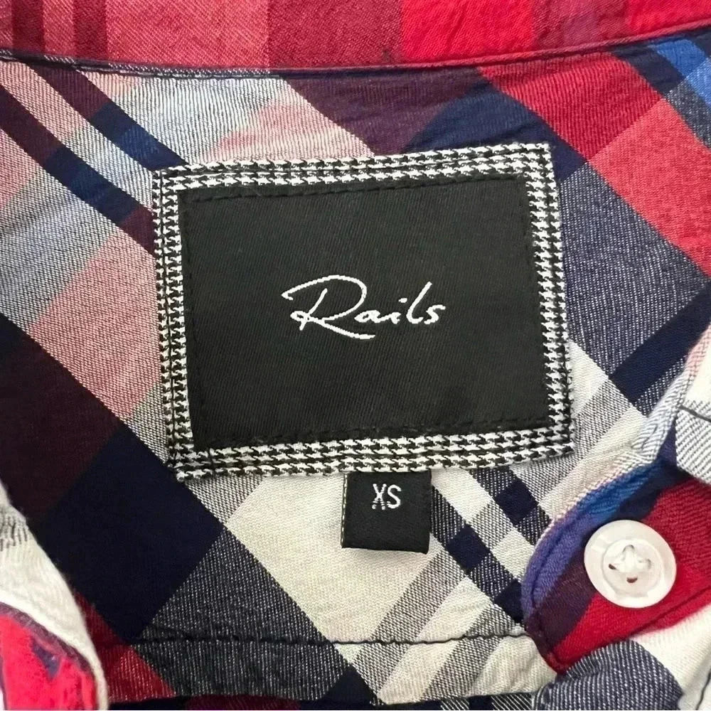 RAILS | Carmen Plaid Long Sleeve Button Down Shirt | Red White Blue | Size XS - Picture 6 of 9